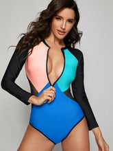 Load image into Gallery viewer, Sexy conservative long sleeve zipper swimsuit
