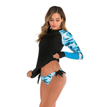 Load image into Gallery viewer, Split color printed split bikini
