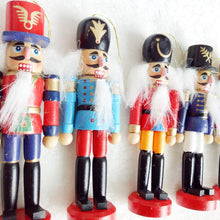 Load image into Gallery viewer, Christmas Decoration Walnut Clip Wooden Soldier Puppet 12cm Tin Set 6 Decorative Pendant
