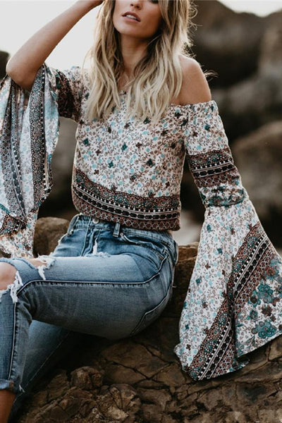 One-Letter Collared Chiffon Sleeve Top