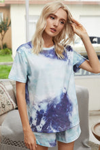 Load image into Gallery viewer, Summer Printed Dyed Pajamas with Short Sleeved Gradient-colored Draw-down Home Clothing Set
