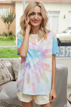 Load image into Gallery viewer, Summer Printed Dyed Pajamas with Short Sleeved Gradient-colored Draw-down Home Clothing Set
