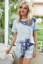 Load image into Gallery viewer, Summer Printed Dyed Pajamas with Short Sleeved Gradient-colored Draw-down Home Clothing Set
