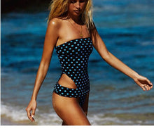 Load image into Gallery viewer, Swimwear Women&#39;s Pop-up Swimsuit Wave Point Retro Jumpsuit Print Bikini Smear Breast Thin Swimsuit Swimsuit Girl
