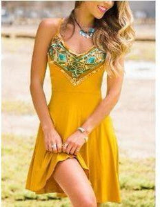 Summer New Sling Print Mini Dress