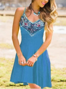 Summer New Sling Print Mini Dress