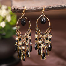 Load image into Gallery viewer, Antique gold-plated long fringed earrings for women vintage waterdrop bohemian chain earrings
