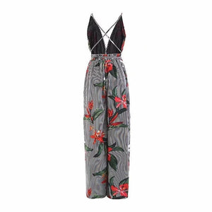 Sexy Spaghetti Strap Print Wide Leg Pants Jumpsuit Rompers