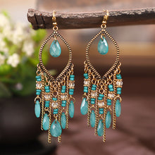 Load image into Gallery viewer, Antique gold-plated long fringed earrings for women vintage waterdrop bohemian chain earrings
