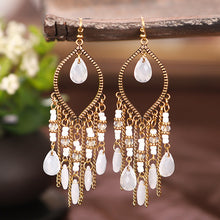Load image into Gallery viewer, Antique gold-plated long fringed earrings for women vintage waterdrop bohemian chain earrings
