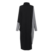 Load image into Gallery viewer, Star&#39;s same ol temperament women&#39;s clothing collage knitted medium length skirt long sleeve high neck dress
