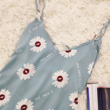Load image into Gallery viewer, Summer ice silk suit sling shorts small daisy pajamas lovely fresh sweet two sets of home clothes pajamas
