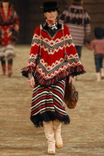 Load image into Gallery viewer, Oversized Folk Style Tassels Red Jacquard Christmas Cloak
