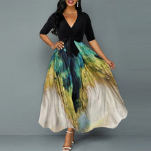 Load image into Gallery viewer, Women&#39;s chiffon contrast peacock print dress
