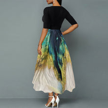 Load image into Gallery viewer, Women&#39;s chiffon contrast peacock print dress
