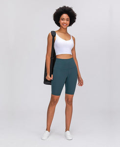 High waist hip yoga pants double-sided sanding elastic slim running pants women