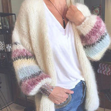 Load image into Gallery viewer, Striped Mohair Sweater Women&#39;s Autumn and Winter Knit Cardigan
