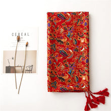 Load image into Gallery viewer, Ethnic style cotton linen Scarf Tibet Grassland Bohemian matching silk Red scarf

