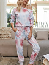 Load image into Gallery viewer, Autumn women's gradient pajamas tie-dyed long-sleeved trousers home service two-piece suit
