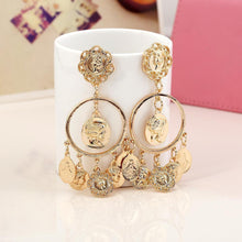 Load image into Gallery viewer, Baroque Mississippi Style Head Coin Circle Hollow Earrings
