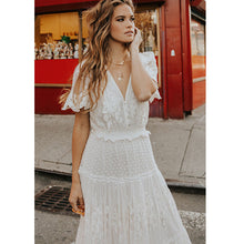 Load image into Gallery viewer, v-neck short sleeve lace dress
