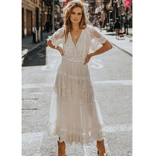 Load image into Gallery viewer, v-neck short sleeve lace dress
