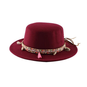 Women's New Woolen Retro Flat Top Hat