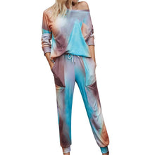 Load image into Gallery viewer, Autumn women's gradient pajamas tie-dyed long-sleeved trousers home service two-piece suit
