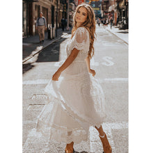 Load image into Gallery viewer, v-neck short sleeve lace dress
