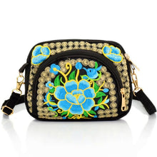Load image into Gallery viewer, Tibet ethnic embroidery bag double side embroidery canvas zero wallet mobile phone bag women&#39;s Mini slant span bag

