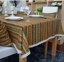 Load image into Gallery viewer, Cotton and linen table linen tablecloth tea table cloth square tablecloth national wind bronzing lace cotton and linen tablecloth
