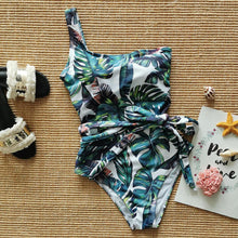 Load image into Gallery viewer, One Shoulder Floral One Piece Swimsuit Bandage for Women
