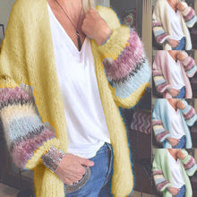 Load image into Gallery viewer, Striped Mohair Sweater Women&#39;s Autumn and Winter Knit Cardigan
