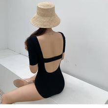 Load image into Gallery viewer, One Piece Swimsuit Women Slim Back Platycodon Square Collar Small Fresh Small Chest Bikini
