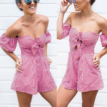 Load image into Gallery viewer, Off Shoulder High Waist Jumpsuit Rompers
