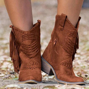 Large-yard tasser boots with a thick-heeled side zippered women's boots Female Boots.