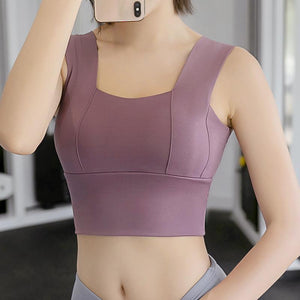 Summer new European and American sports underwear Yoga back cross shockproof gathered shaping sports fitness bra