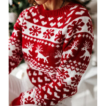 Load image into Gallery viewer, Knitted sweater women Christmas elk long-sleeved knitted sweater
