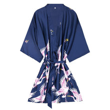Load image into Gallery viewer, Silk Crane Pajama Girl Summer Mid Sleeve Bride Morning Robe Big Yard Home Robe Bathrobe color56
