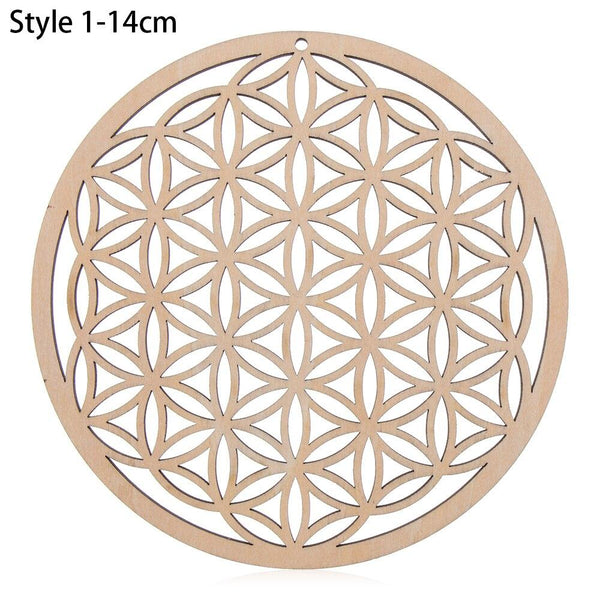1PC Flower of Life Shape Wooden Wall Sign Laser Cut Non-slip Coaster Set Wood Placemats Table Mat Round Cup Pad Art Home Decor