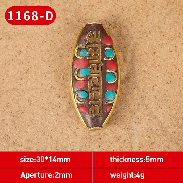 1Pc 15 Styles Retro Nepal Beads Handmade Red Coral Tibetan Bead Antique Golden For Jewelry Components Making DIY Bracelets