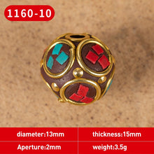 Load image into Gallery viewer, 1Pc 15 Styles Retro Nepal Beads Handmade Red Coral Tibetan Bead Antique Golden For Jewelry Components Making DIY Bracelets

