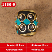 Load image into Gallery viewer, 1Pc 15 Styles Retro Nepal Beads Handmade Red Coral Tibetan Bead Antique Golden For Jewelry Components Making DIY Bracelets
