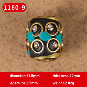 1Pc 15 Styles Retro Nepal Beads Handmade Red Coral Tibetan Bead Antique Golden For Jewelry Components Making DIY Bracelets