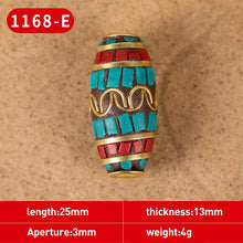 Load image into Gallery viewer, 1Pc 15 Styles Retro Nepal Beads Handmade Red Coral Tibetan Bead Antique Golden For Jewelry Components Making DIY Bracelets
