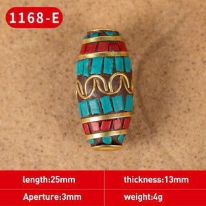 1Pc 15 Styles Retro Nepal Beads Handmade Red Coral Tibetan Bead Antique Golden For Jewelry Components Making DIY Bracelets