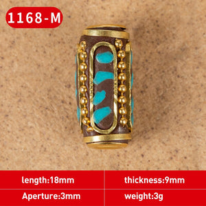 1Pc 15 Styles Retro Nepal Beads Handmade Red Coral Tibetan Bead Antique Golden For Jewelry Components Making DIY Bracelets