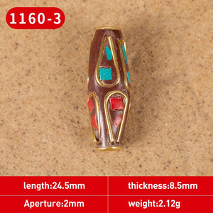 1Pc 15 Styles Retro Nepal Beads Handmade Red Coral Tibetan Bead Antique Golden For Jewelry Components Making DIY Bracelets