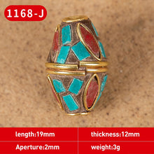 Load image into Gallery viewer, 1Pc 15 Styles Retro Nepal Beads Handmade Red Coral Tibetan Bead Antique Golden For Jewelry Components Making DIY Bracelets
