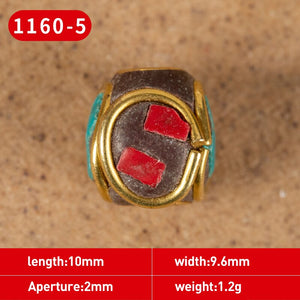 1Pc 15 Styles Retro Nepal Beads Handmade Red Coral Tibetan Bead Antique Golden For Jewelry Components Making DIY Bracelets